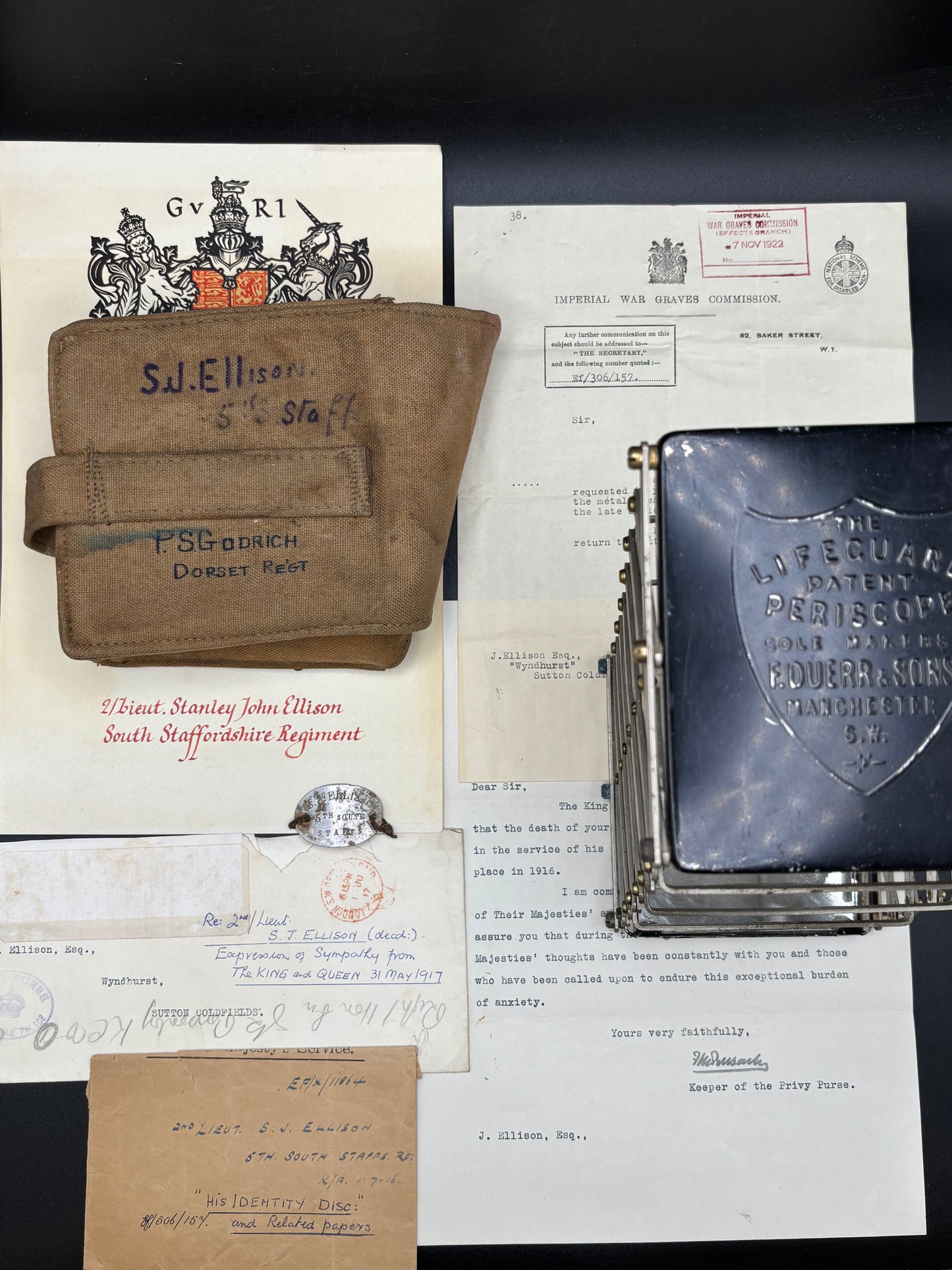 WW1 5th South Staffordshire Regiment 1st July 1916 Casualty Lot Unique!