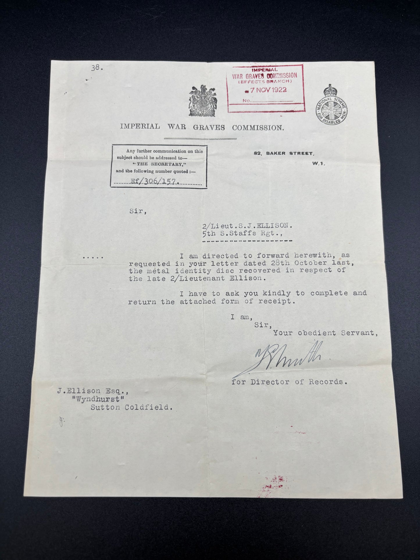 WW1 5th South Staffordshire Regiment 1st July 1916 Casualty Lot Unique!