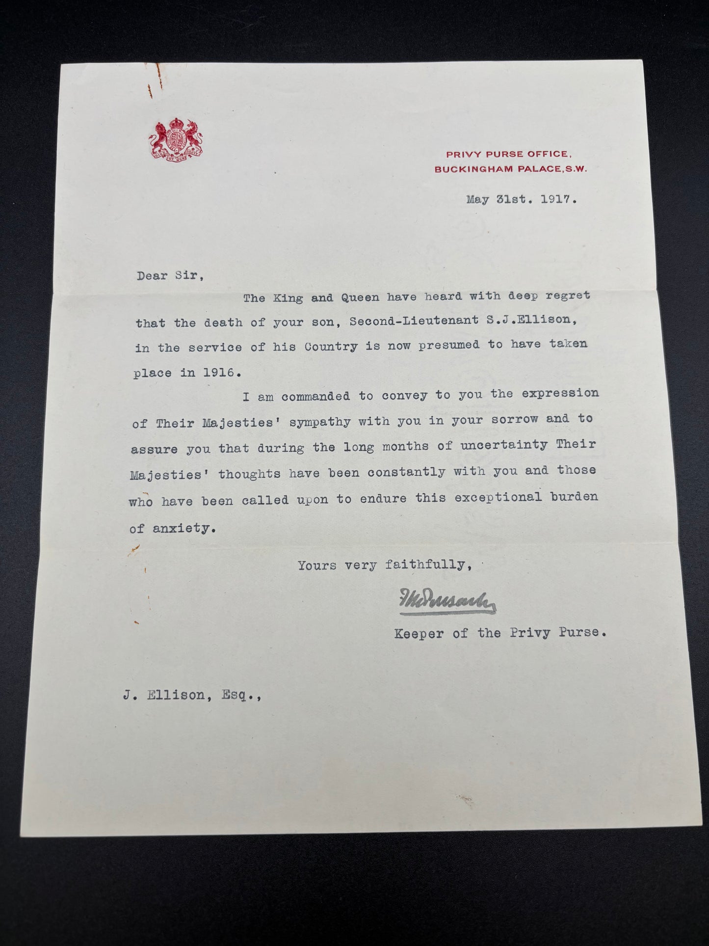 WW1 5th South Staffordshire Regiment 1st July 1916 Casualty Lot Unique!