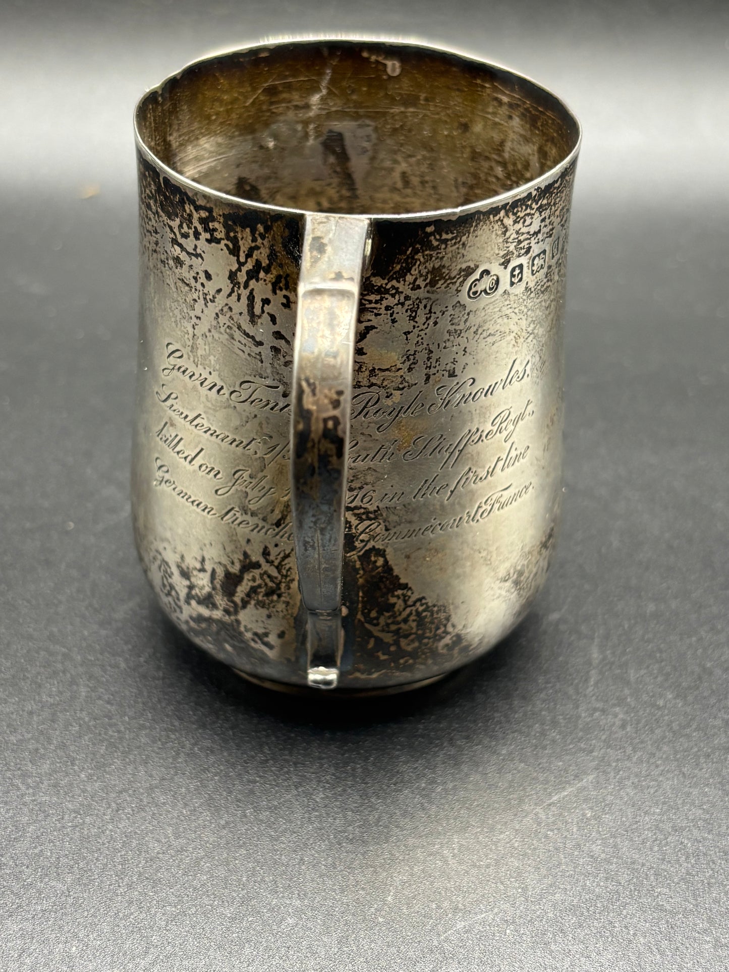 WW1 Silver Cup Gommecourt Casualty 1st July 1916 South Staffordshire Officer