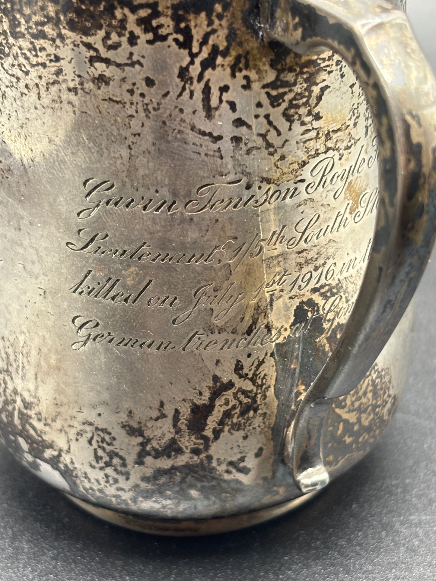 WW1 Silver Cup Gommecourt Casualty 1st July 1916 South Staffordshire Officer