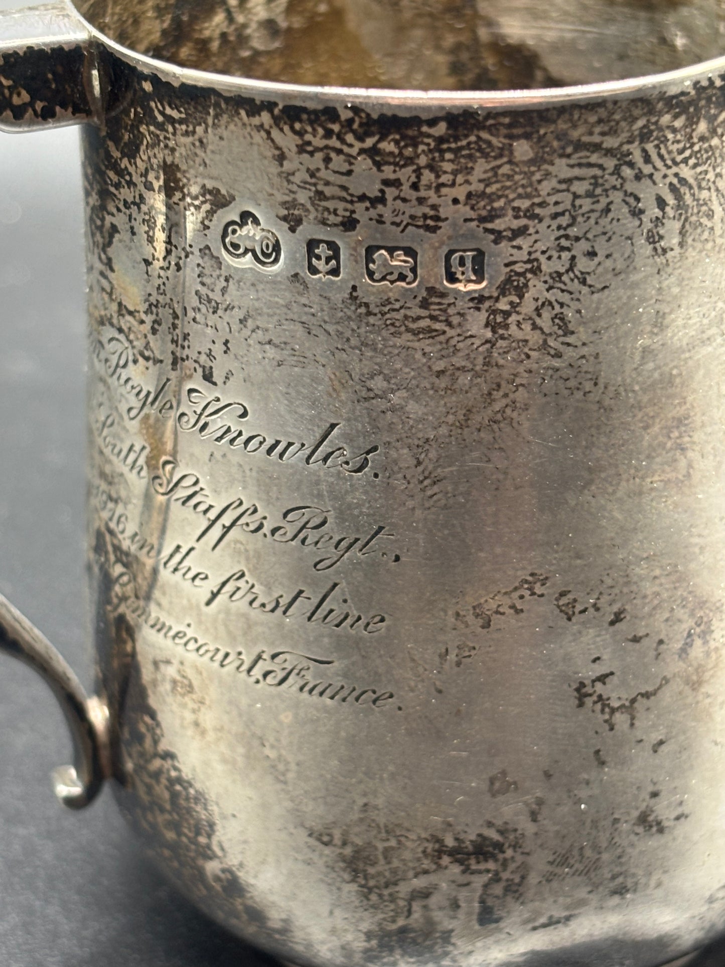 WW1 Silver Cup Gommecourt Casualty 1st July 1916 South Staffordshire Officer